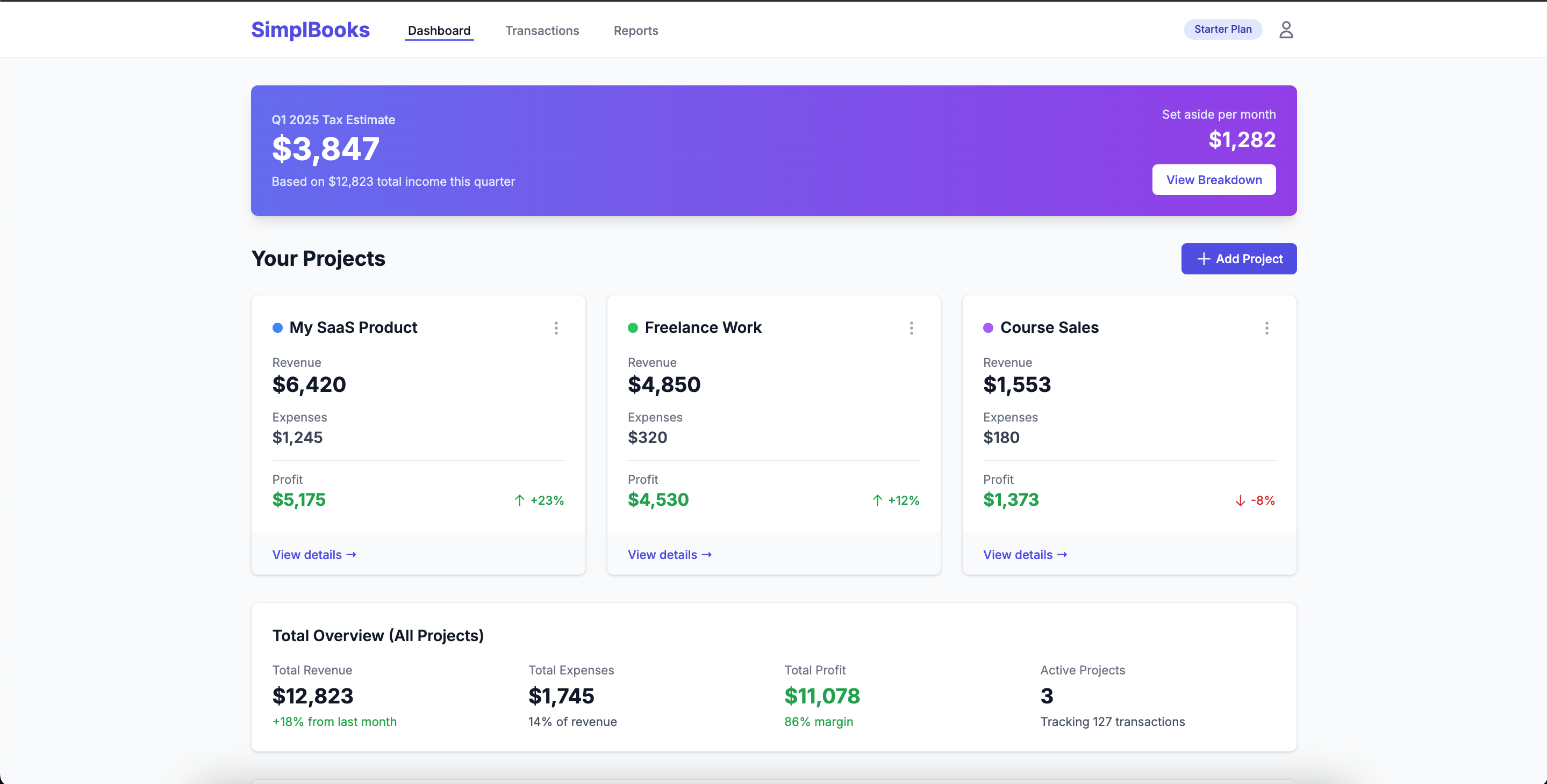SimplBooks Dashboard